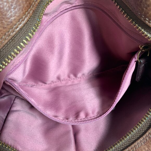 Coach 12917 Hamptons Brown Pleated Leather Hobo Shoulder Bag Zip Top Handbag - Picture 11 of 13